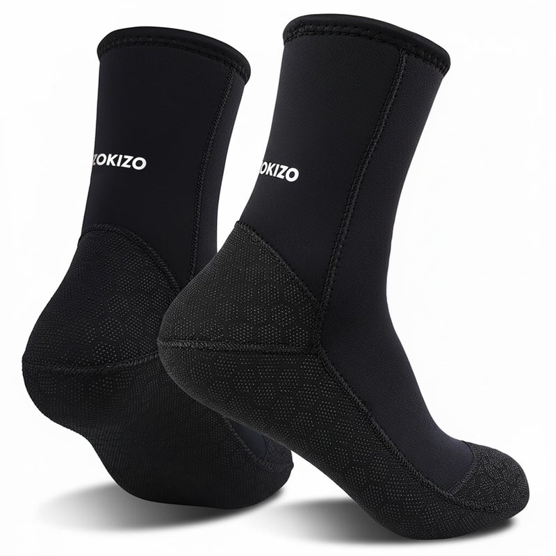 Dizokizo Neoprene Water Socks,3mm Sand Beach Volleyball Water Shoes for Women Men, Thermal Anti-Slip Dive & Swim Wetsuit Booties for Snorkeling Surfing Kayaking Diving Swimming Paddling(XL) - Image 1